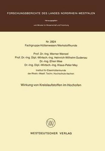 Cover image for Wirkung Von Kreislaufstoffen Im Hochofen