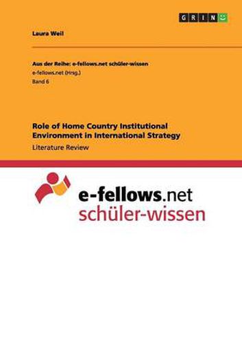 Cover image for Role of Home Country Institutional Environment in International Strategy