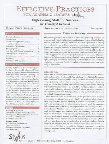 Cover image for Supervising Staff for Success: Issue 1