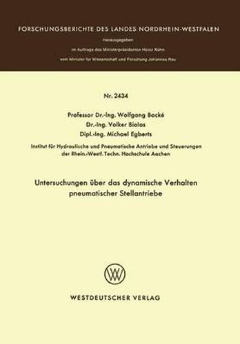 Cover image for Untersuchungen UEber Das Dynamische Verhalten Pneumatischer Stellantriebe