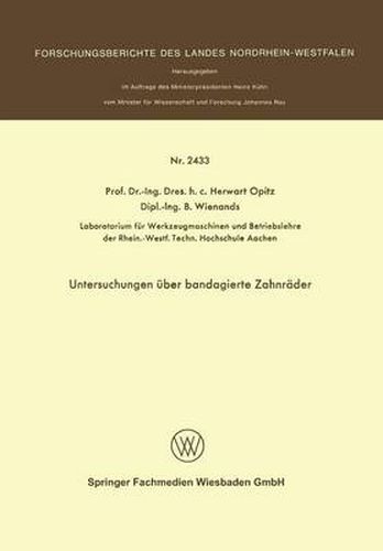 Cover image for Untersuchungen UEber Bandagierte Zahnrader