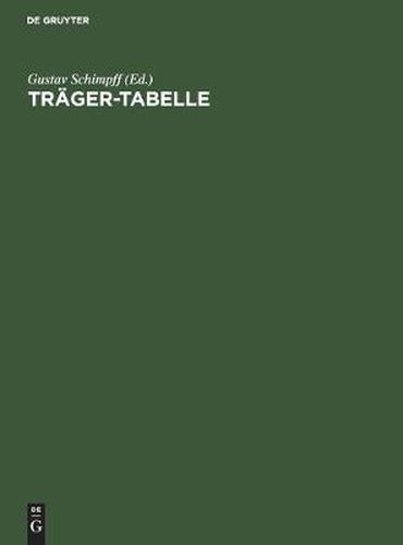 Trager-Tabelle: Zusammenstellung Der Hauptwerke Der Von Deutschen Walzwerken Hergestellten I- Und C-Eisen