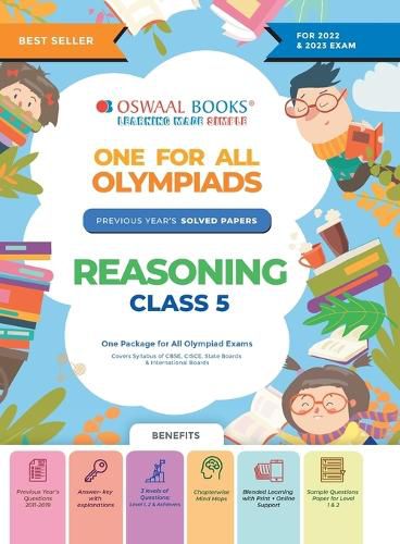 Cover image for Oswaal One For All Olympiad Previous Years' Solved Papers, Class-5 Reasoning Book (For 2022-23 Exam)