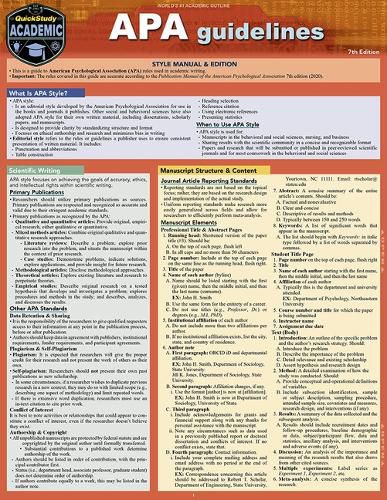 Cover image for APA Guidelines - 7th Edition: A Quickstudy Laminated Reference Guide