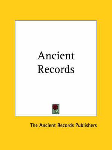 Cover image for Ancient Records (1927)