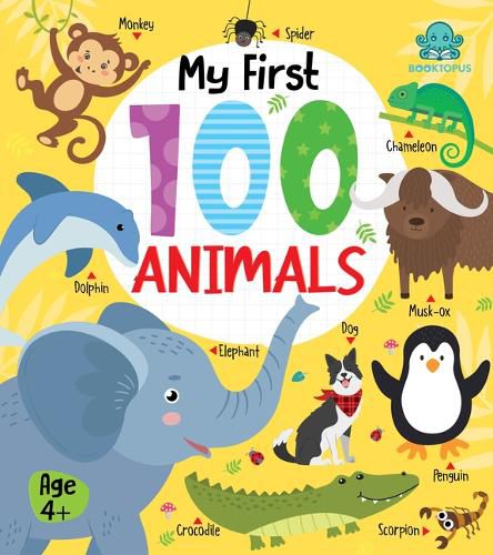 Cover image for Booktopus Board Book - My First 100 Animals - Early Learning Books for Kids - Picture Books for Baby 4+ Years