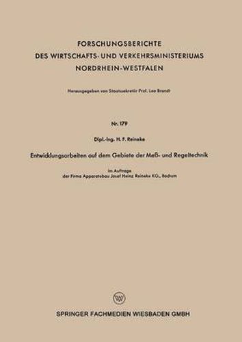 Cover image for Entwicklungsarbeiten Auf Dem Gebiete Der Mess - Und Regeltechnik