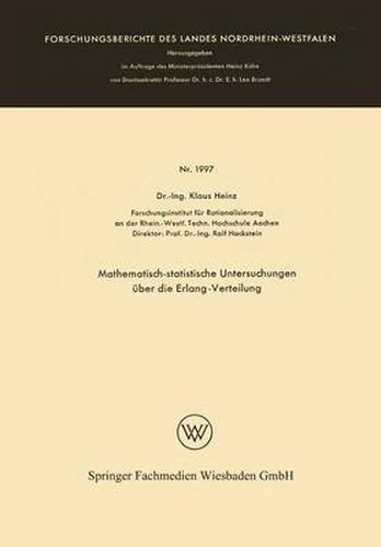 Cover image for Mathematisch-Statistische Untersuchungen UEber Die Erlang-Verteilung