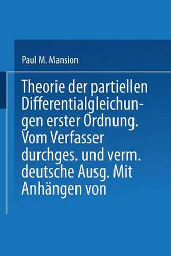 Cover image for Theorie Der Partiellen Differentialgleichungen Erster Ordnung