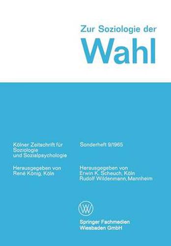 Cover image for Zur Soziologie Der Wahl