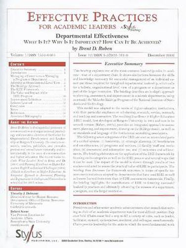 Effective Practices for Academic Leaders: Departmental Effectiveness