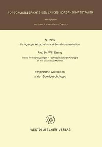 Cover image for Emprische Methoden in Der Sportpsychologie