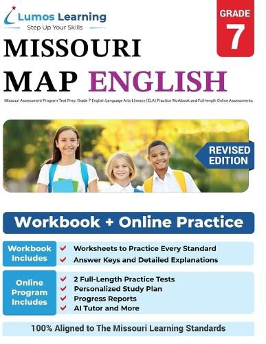 Cover image for Missouri Assessment Program Test Prep: Grade 7 English Language Arts Literacy (ELA) Practice Workbook and Full-length Online Assessments: MAP Study Guide