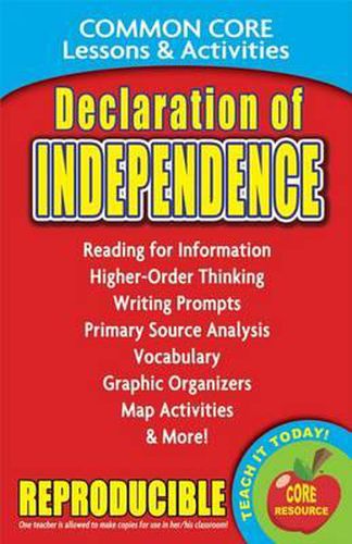 Cover image for Declaration of Independence Common Core Lessons & Activities: Common Core Lessons & Activities