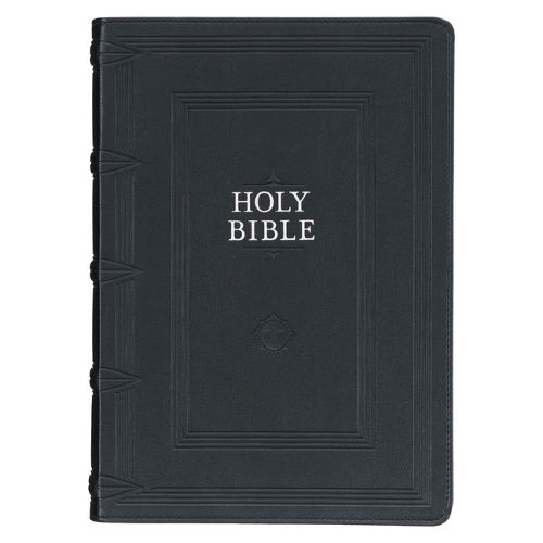 Cover image for KJV Study Bible, Standard King James Version Holy Bible, Thumb Tabs, Ribbons, Faux Leather, Black Debossed