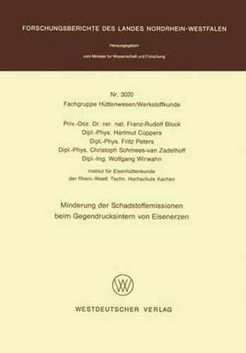 Cover image for Minderung der Schadstoffemissionen Beim Gegendrucksintern von Eisenerzen