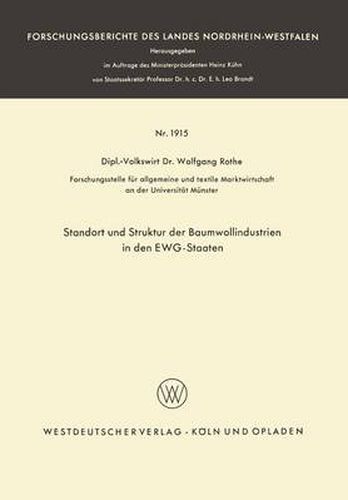 Cover image for Standort Und Struktur Der Baumwollindustrien in Den Ewg-Staaten