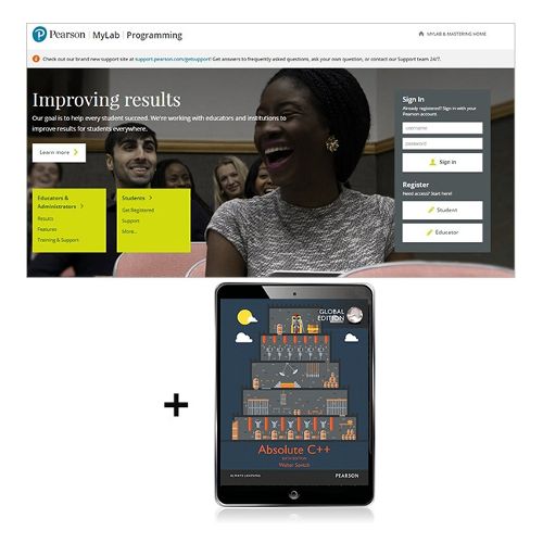 Cover image for Absolute C++, Global Edition -- MyLab Programming with Pearson eText