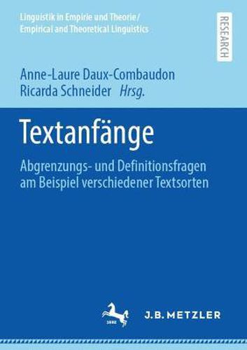 Cover image for Textanfange: Abgrenzungs- und Definitionsfragen am Beispiel verschiedener Textsorten