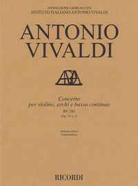 Cover image for Concerto for Violin, Strings and Basso Continuo - Rv280, Op. 6 No. 5: Score