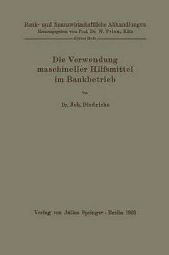 Cover image for Die Verwendung Maschineller Hilfsmittel Im Bankbetrieb