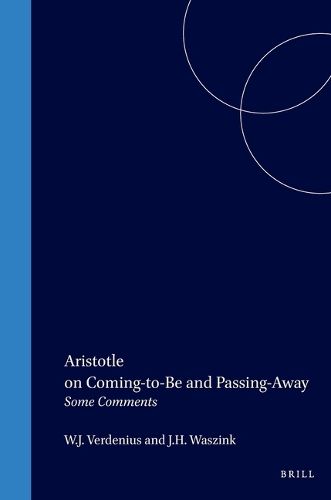 Cover image for Aristotle on Coming-to-Be and Passing-Away: Some Comments