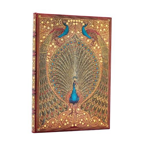 Cover image for Hafiz's Peacocks (Sangorski & Sutcliffe) Midi Unlined Hardcover Journal (Elastic Band Closure)