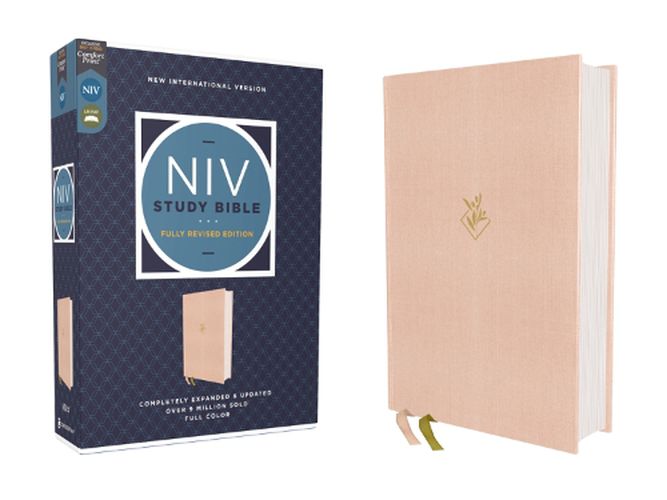 Cover image for NIV Study Bible, Fully Revised Edition (Study Deeply. Believe Wholeheartedly.), Cloth over Board, Pink, Red Letter, Comfort Print