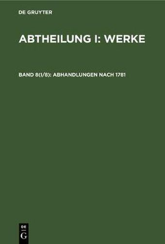 Cover image for Abhandlungen Nach 1781