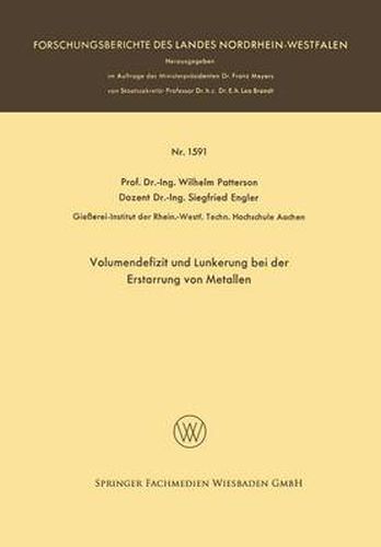 Cover image for Volumendefizit Und Lunkerung Bei Der Erstarrung Von Metallen