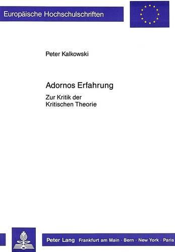 Cover image for Adornos Erfahrung: Zur Kritik Der Kritischen Theorie