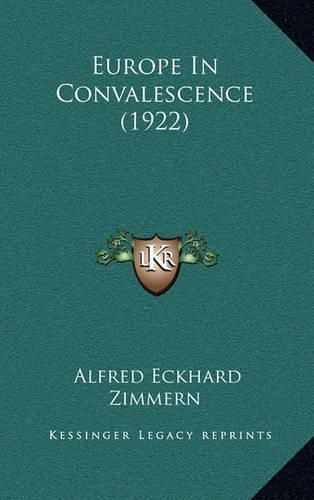 Cover image for Europe in Convalescence (1922)