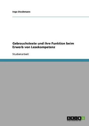 Cover image for Gebrauchstexte und ihre Funktion beim Erwerb von Lesekompetenz
