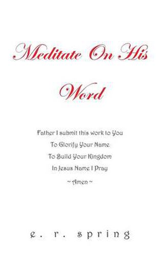 Cover image for Meditate on His Word