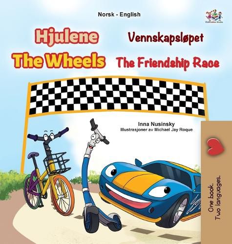 Cover image for The Wheels - The Friendship Race (Norwegian English Bilingual Kids Book)