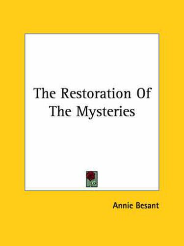 Cover image for The Restoration of the Mysteries