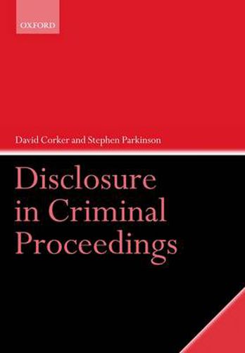 Cover image for Disclosure in Criminal Proceedings