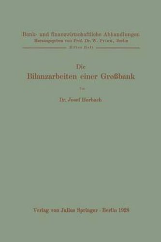 Cover image for Die Bilanzarbeiten Einer Grossbank