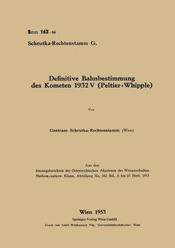 Cover image for Definitive Bahnbestimmung Des Kometen 1932v (Peltier-Whipple)