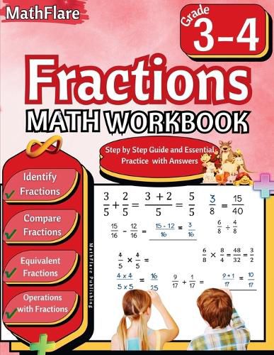 Cover image for Fractions Math Workbook 3rd and 4th Grade