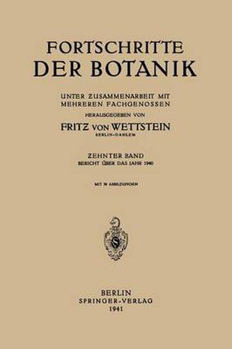 Cover image for Fortschritte Der Botanik: Unter Zusammenarbeit Mit Mehreren Fachgenossen