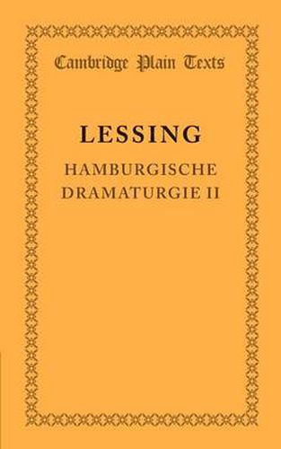 Cover image for Hamburgische Dramaturgie II