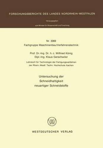 Cover image for Untersuchung Der Schneidhaltigkeit Neuartiger Schneidstoffe