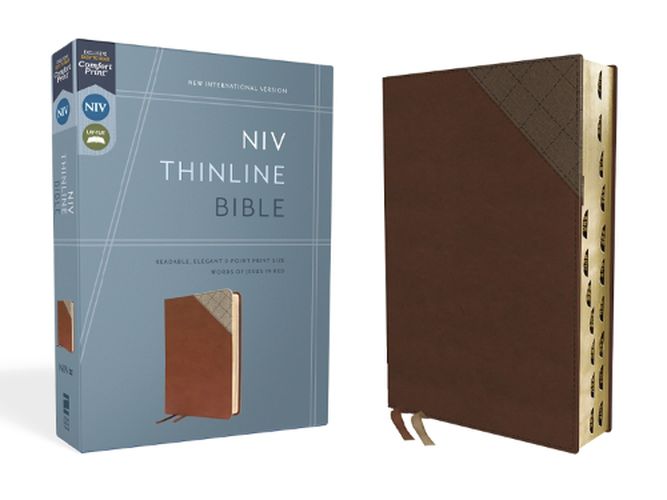 Cover image for NIV, Thinline Bible, Leathersoft, Brown, Red Letter, Thumb Indexed, Comfort Print