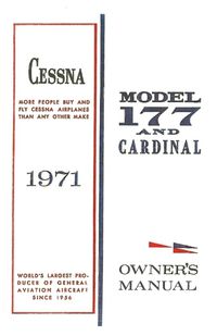 Cover image for Cessna 1971 Model 177 and Cardinal Owner's Manual