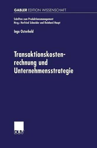 Cover image for Transaktionskostenrechnung Und Unternehmensstrategie