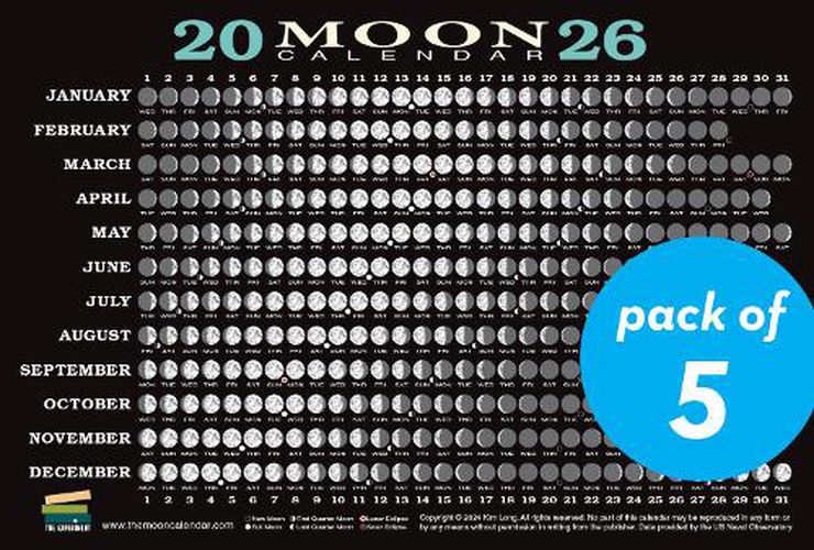 Cover image for 2026 Moon Calendar Card (5 pack)