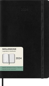 Cover image for Moleskine 2024 Weekly Notebook Diary - Large Black Soft Cover 