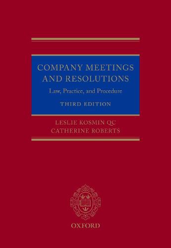 Cover image for Company Meetings and Resolutions: Law, Practice, and Procedure