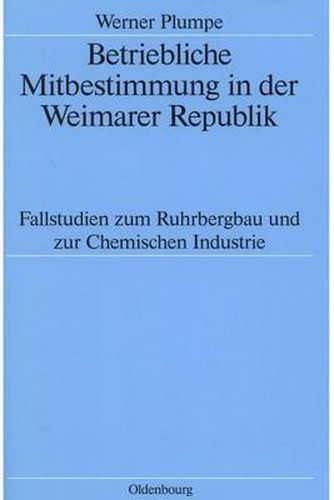 Cover image for Betriebliche Mitbestimmung in der Weimarer Republik